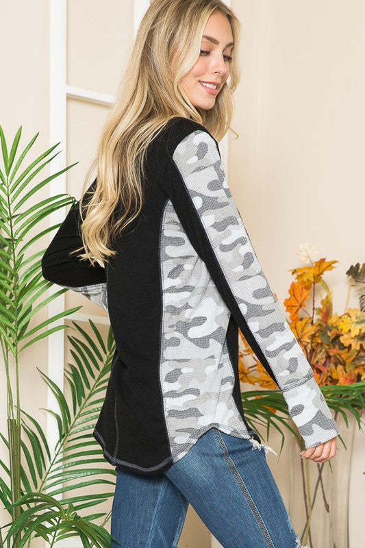 Women's Leopard Print Thumbhole Knit