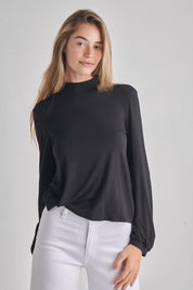 Women's Long Sleeve Off-the-Shoulder Mock Neck Top