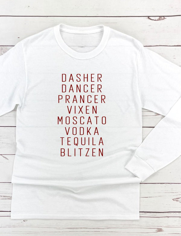 Unisex Long Sleeve Graphic Tee - Dasher Dancer Prancer Vixen
