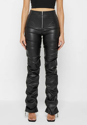 Women's High Waist Skinny PU Leather Pants