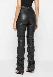 Women's High Waist Skinny PU Leather Pants