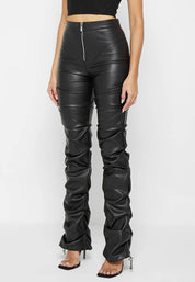 Women's High Waist Skinny PU Leather Pants