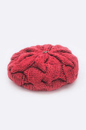 Women's Detachable Pom Pom Cable Knit Beret Beanie