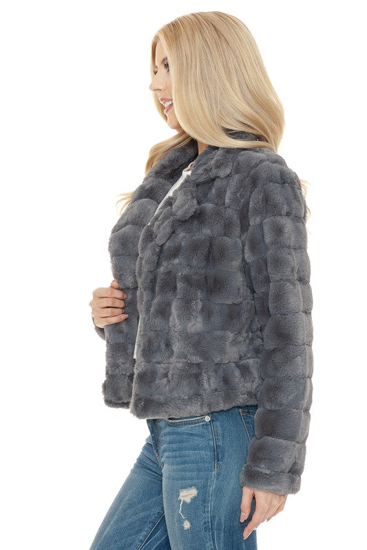 Women's Casual Solid Faux Fur Jacket