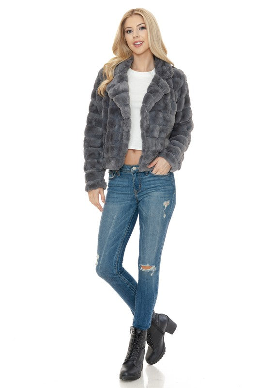 Women's Casual Solid Faux Fur Jacket