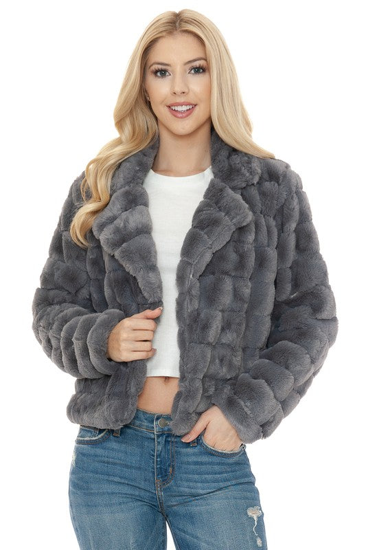 Women's Casual Solid Faux Fur Jacket