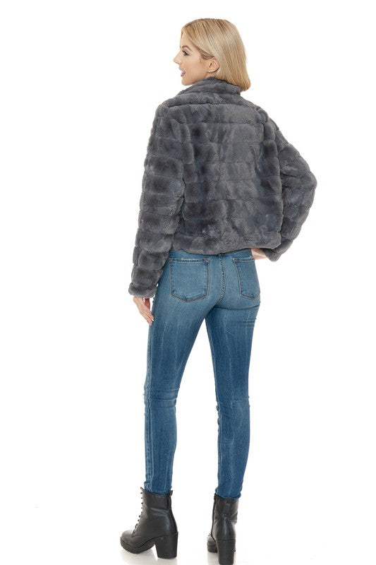 Women's Casual Solid Faux Fur Jacket