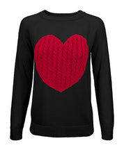 Women's Casual Heart Design Long Sleeve Pullover Sweater