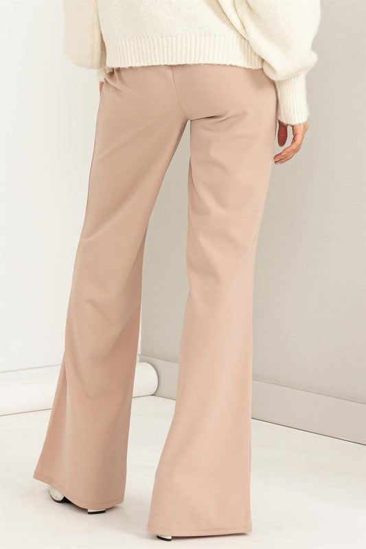 Women's High-Waisted Tie Front Flared Pants