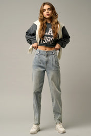 Women's High Waist Light Wash Balloon Jeans