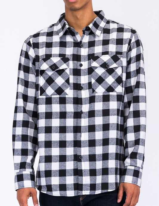 Men's Regular Fit Checker Plaid Flannel Shirt