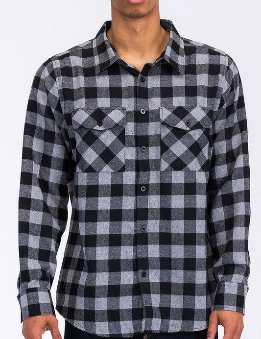 Men's Regular Fit Checker Plaid Flannel Shirt