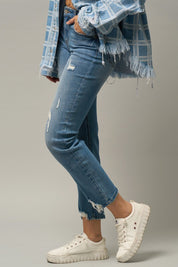 Women's Slim Fit Distressed Girlfriend Jeans