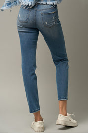 Women's Slim Fit Distressed Girlfriend Jeans