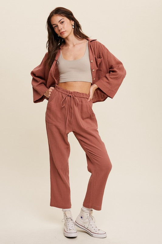 Long Sleeve Button Down and Long Pants Sets