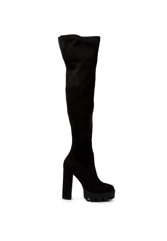 Women's Casual Faux Suede Knee-High Block Heeled Boots