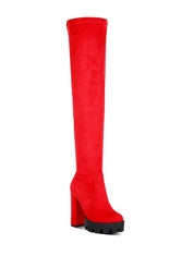 Women's Casual Faux Suede Knee-High Block Heeled Boots