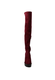 Women's Casual Faux Suede Knee-High Block Heeled Boots