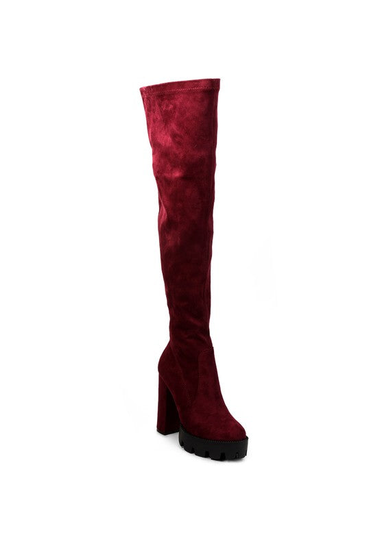 Women's Casual Faux Suede Knee-High Block Heeled Boots