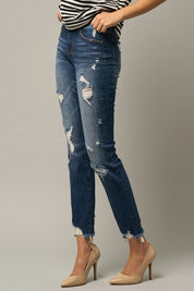 Women's Distressed Slim Fit Girlfriend Jeans