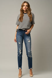 Women's Distressed Slim Fit Girlfriend Jeans