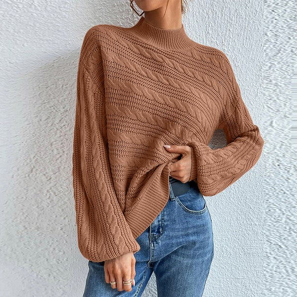 Women's Casual Long Sleeve Mock Neck Sweater