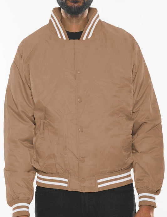 Mens Polyester Windbreaker Winter Bomber Jacket