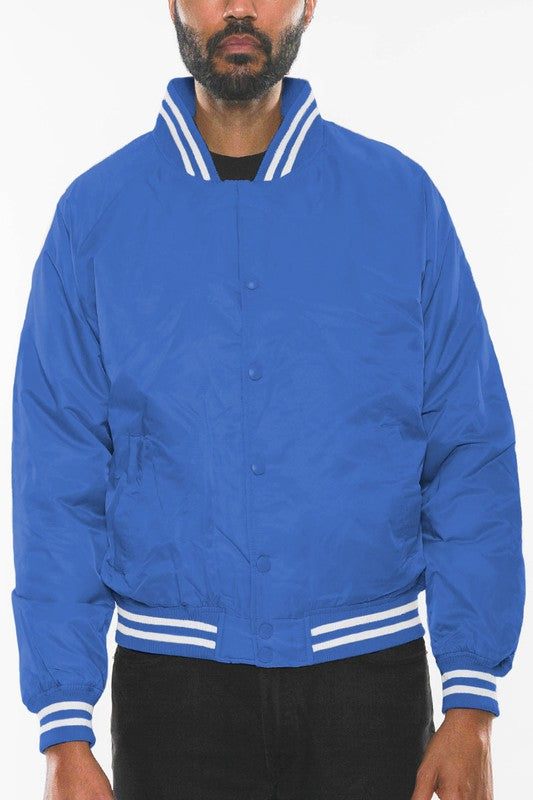 Mens Polyester Windbreaker Winter Bomber Jacket