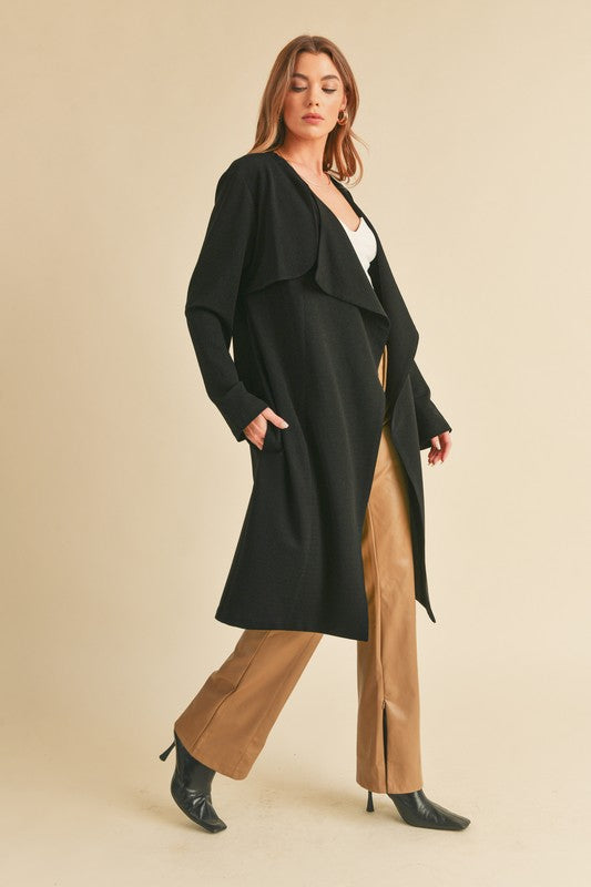 Women's Relaxed Fit Open Front Long Sleeve Coat