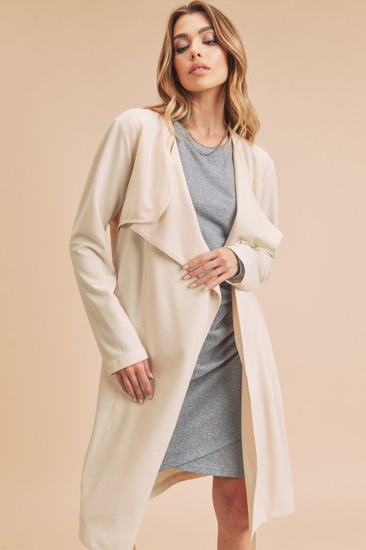 Women's Relaxed Fit Open Front Long Sleeve Coat