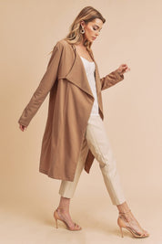 Women's Relaxed Fit Open Front Long Sleeve Coat