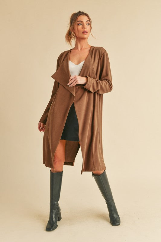 Women's Relaxed Fit Open Front Long Sleeve Coat