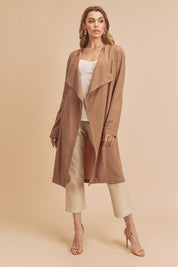 Women's Relaxed Fit Open Front Long Sleeve Coat