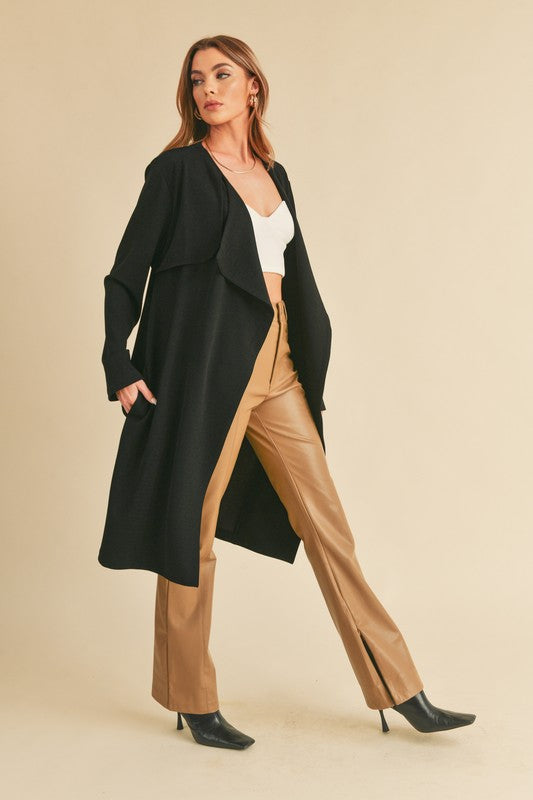 Women's Relaxed Fit Open Front Long Sleeve Coat