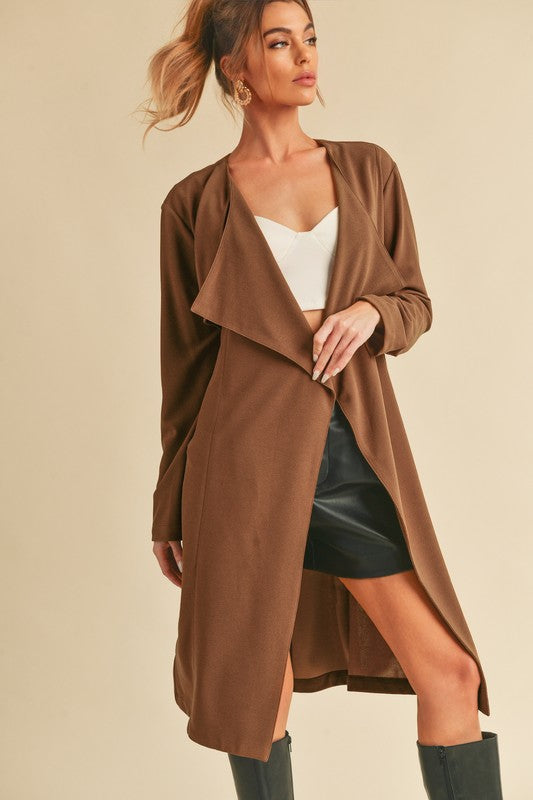 Women's Relaxed Fit Open Front Long Sleeve Coat