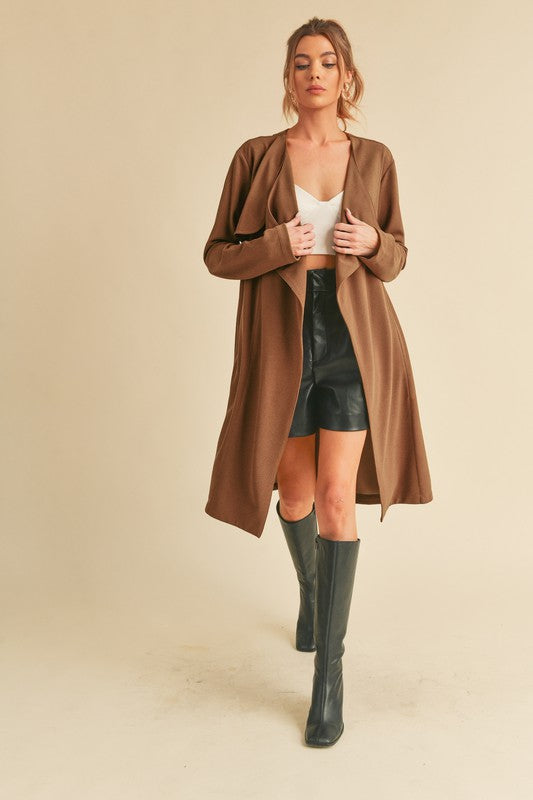 Women's Relaxed Fit Open Front Long Sleeve Coat