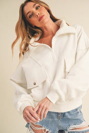 Women's Relaxed Fit Quarter-Zip Pullover with Utility Pockets