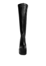 Women's High Platform Block Heeled Knee High Boots