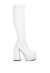 Women's High Platform Block Heeled Knee High Boots