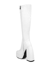 Women's High Platform Block Heeled Knee High Boots