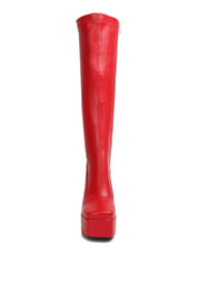 Women's High Platform Block Heeled Knee High Boots