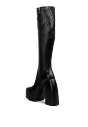 Women's High Platform Block Heeled Knee High Boots