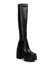 Women's High Platform Block Heeled Knee High Boots