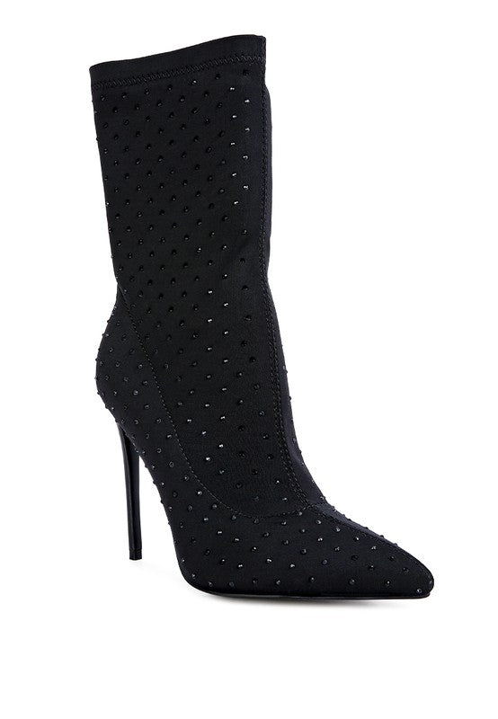 Women's Pointed Toe High Stretch Knitted Ankle Boot