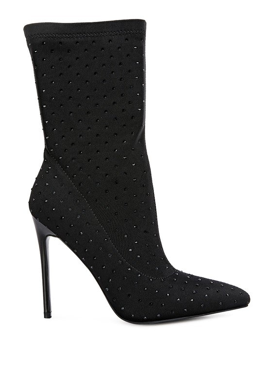 Women's Pointed Toe High Stretch Knitted Ankle Boot