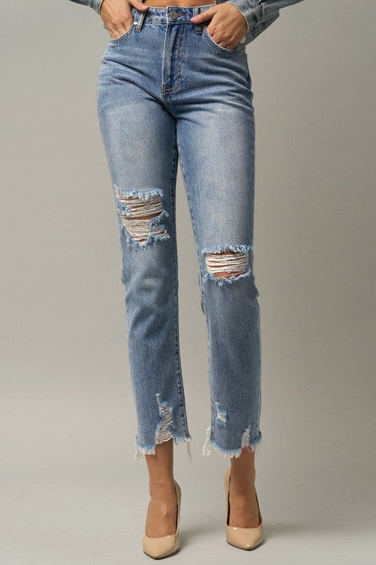 Women's High Rise Straight Denim Jeans