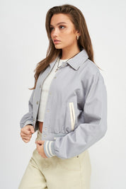 Women's Cotton Collared Bomber Jacket