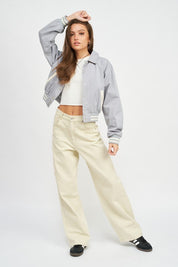 Women's Cotton Collared Bomber Jacket