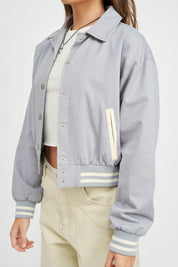 Women's Cotton Collared Bomber Jacket