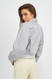 Women's Cotton Collared Bomber Jacket